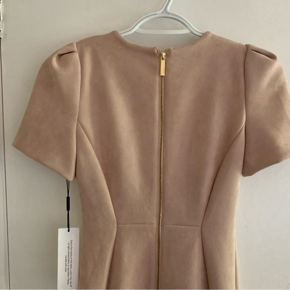 NWT Calvin Klein soft blush pink faux suede scuba sheath dress size 0P. - Picture 6 of 8